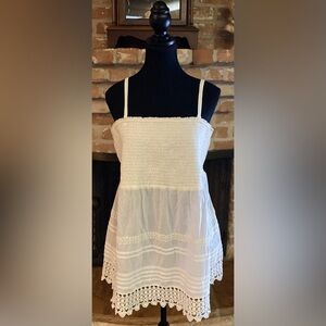 Lane Bryant White Smocked Top